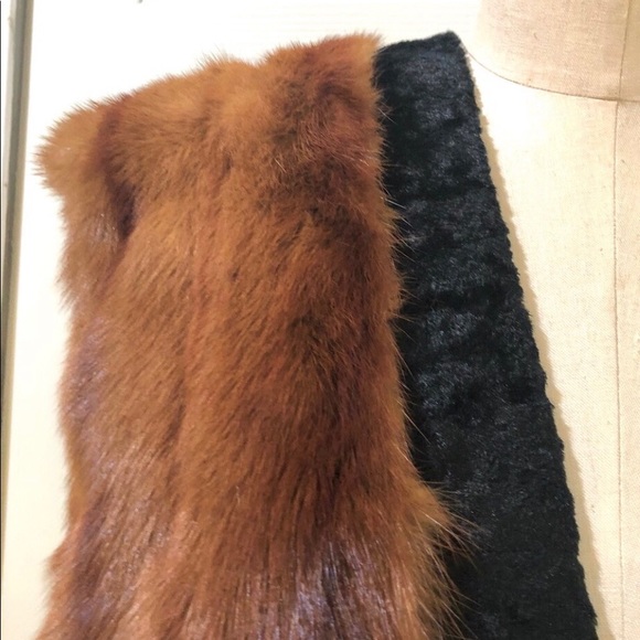 Vintage ‘40s Mink Velvet Trim Silk Lined Scarf Wrap Size 8 X 77 - Picture 10 of 13